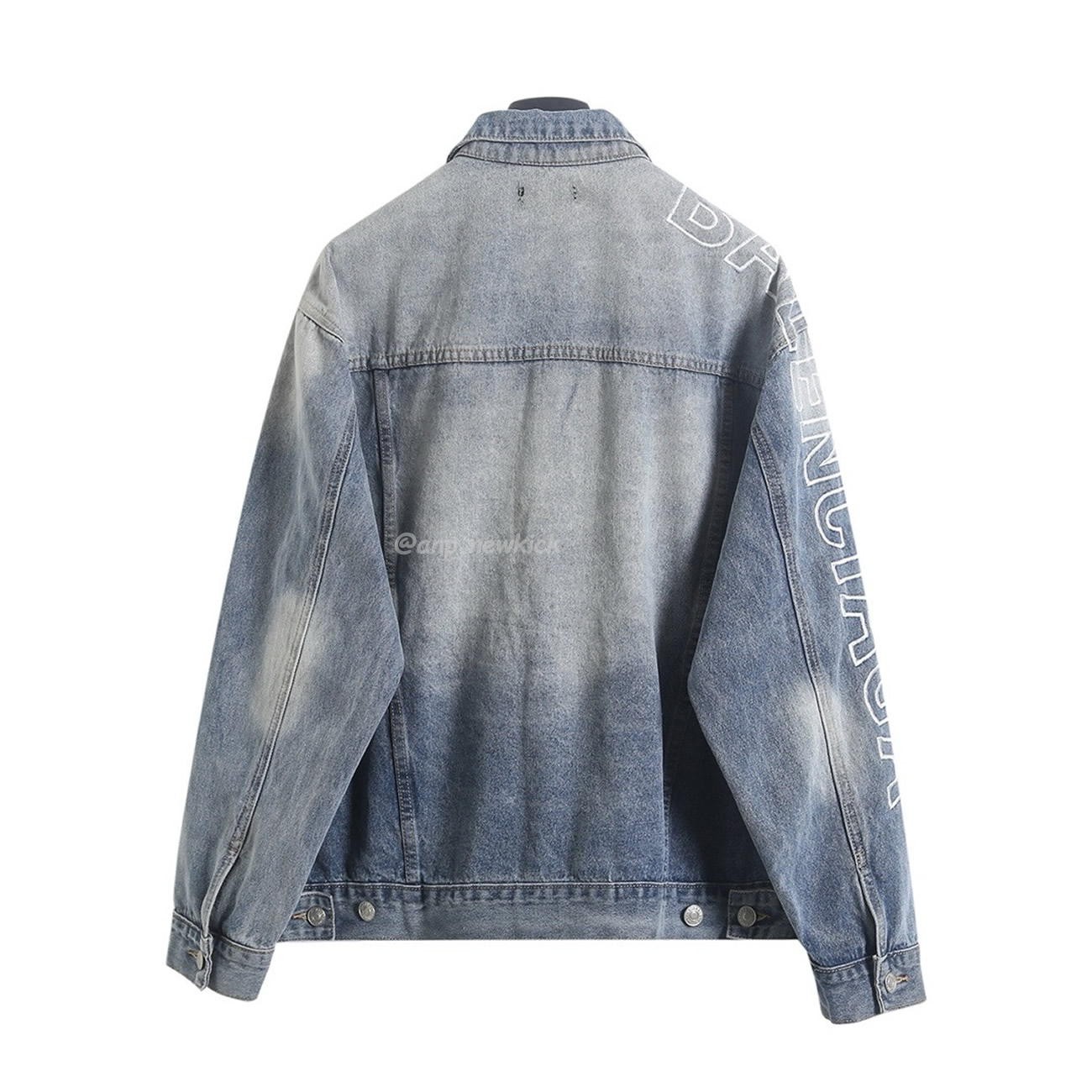 Balenciaga Logo Embroidered Denim Jacket Blue (4) - newkick.vip